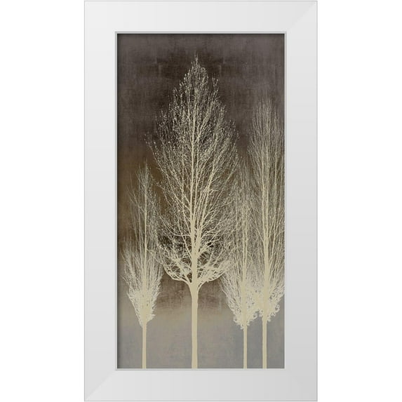 Bennett, Kate 14x24 White Modern Wood Framed Museum Art Print Titled - Trees on Brown Panel II
