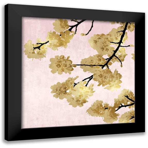 Bennett, Kate 15x15 Black Modern Framed Museum Art Print Titled - Gold Blossoms on Pink IV