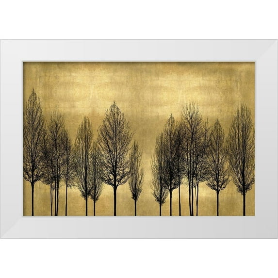 Bennett, Kate 18x13 White Modern Wood Framed Museum Art Print Titled - Tree Line on Gold