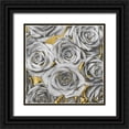 thumbnail image 1 of Bennett, Kate 20x20 Black Ornate Wood Framed with Double Matting Museum Art Print Titled - Roses - Silver on Gold, 1 of 4