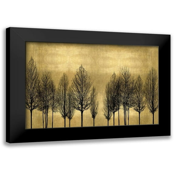 Bennett, Kate 24x17 Black Modern Framed Museum Art Print Titled - Tree Line on Gold