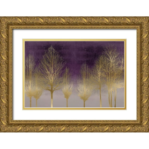 Bennett, Kate 24x17 Gold Ornate Wood Framed with Double Matting Museum Art Print Titled - Gold Forest on Purple