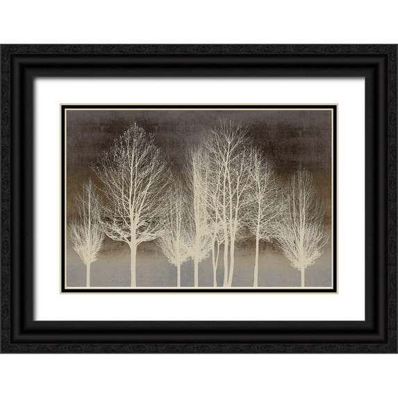 Bennett, Kate 32x23 Black Ornate Wood Framed with Double Matting Museum Art Print Titled - Trees on Brown Panel III