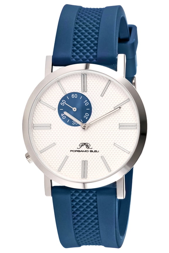 Bennett Silicone Silver Tone and Blue Men's Watch 1461DBER