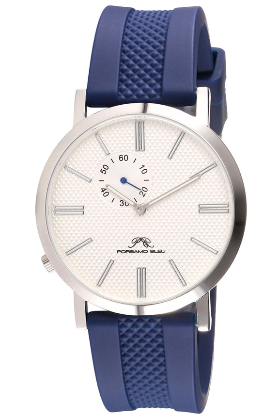 Bennett Silicone Silver Tone and Blue Men's Watch 1461DBER