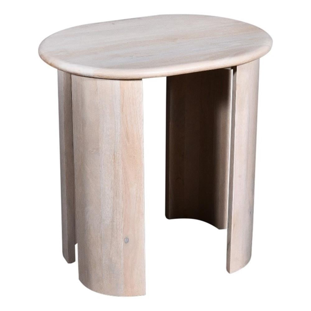 Bennett Oval White Oak Wood Side Table