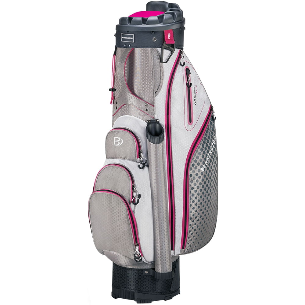 Bennington Quiet Organizer 9 Lite Gray White Pink Cart Golf Bag
