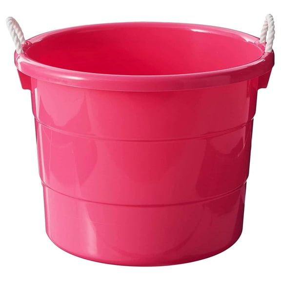 Bennium 0402PKDC Stackable Plastic 18 Gallon Utility Storage Container Bucket Tubs with Rope Handles, , Set of 2 Buckets