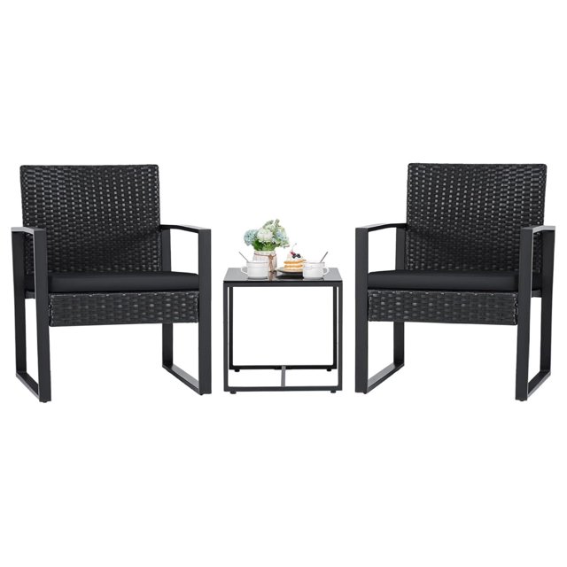 Bennium 3 Pieces Patio Set Outdoor Wicker Furniture Sets Modern Rattan