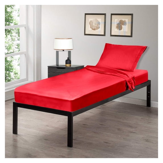 Bennium 30" x 75" Cot Size 3-Piece Bed Sheet Set, Made of Ultra Soft Cotton, Perfect for Camp Bunk Beds/RVs/Guest Beds Red