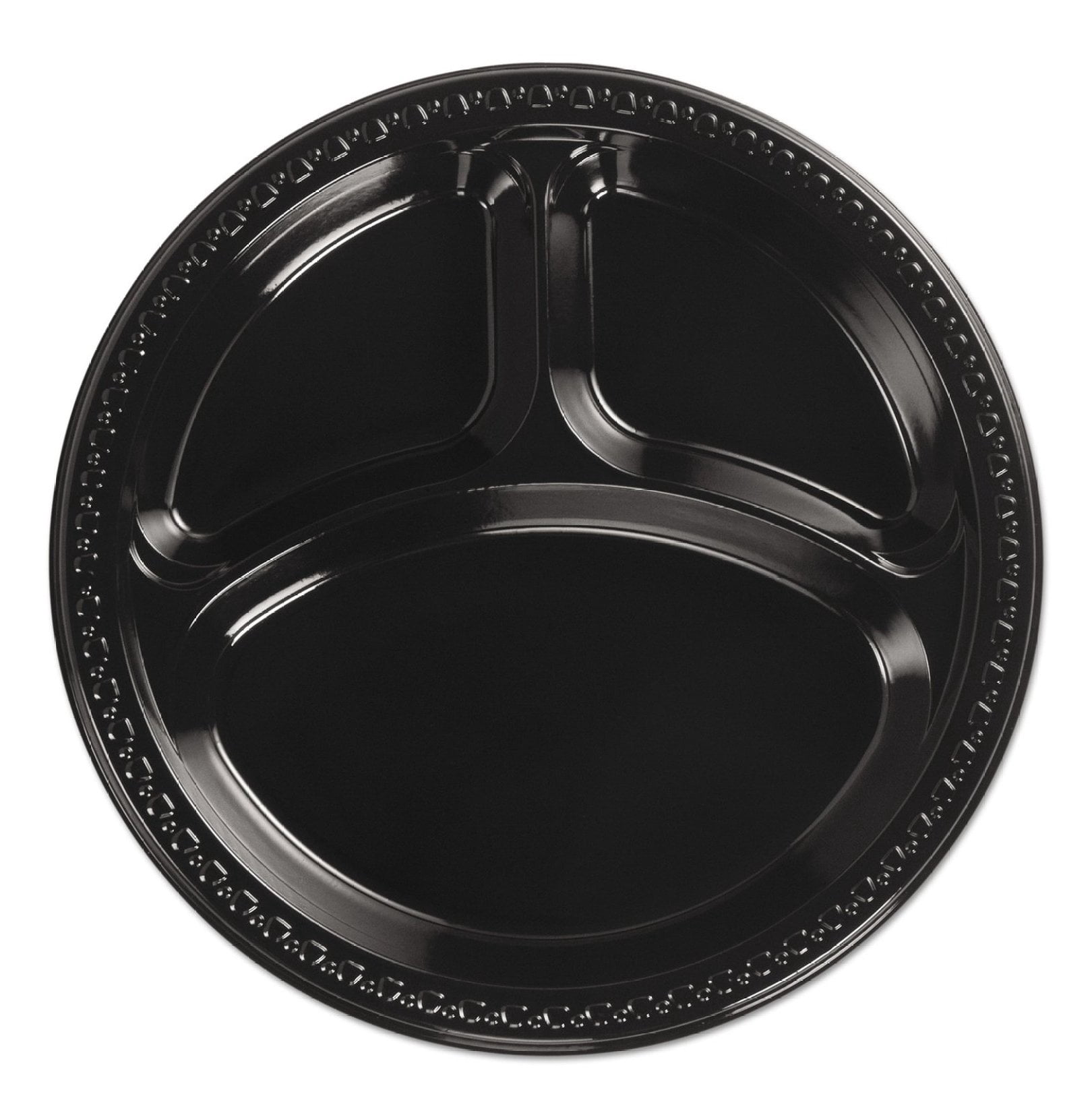 Bennium 81430 Heavyweight Plastic 3 Compartment Plates, 10 1/4