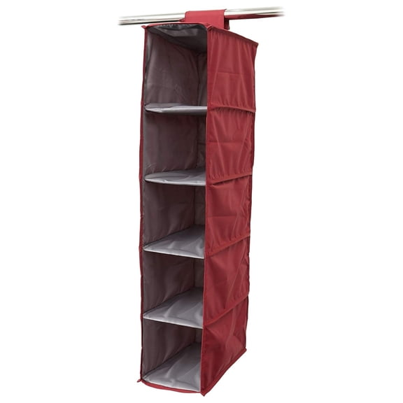 Bennium Keepsakes Hanging Shoe Organizer - Heavy Duty Material, Sturdy Interior Shelves - Closet Storage, Scarlett Red