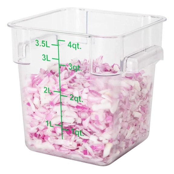 Bennium Met Lux 4 Quart Bucket, 1 Square Marinating Container - With Volume Markers, Built-In Handles, Clear & Green Plastic Dough Rising Bucket, Freezer-Safe, Lids Sold Separately