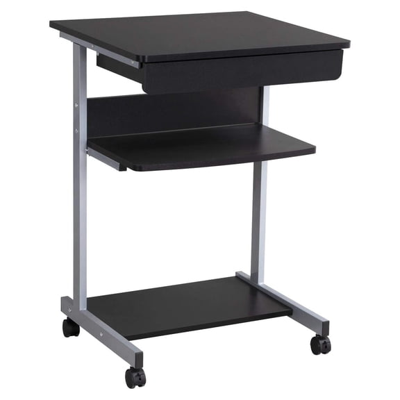 Bennium Mobile Computer Desk Office Desk Laptop Computer Table Study Writing Desk with Drawers and Printer Shelf on Wheels for Home Office