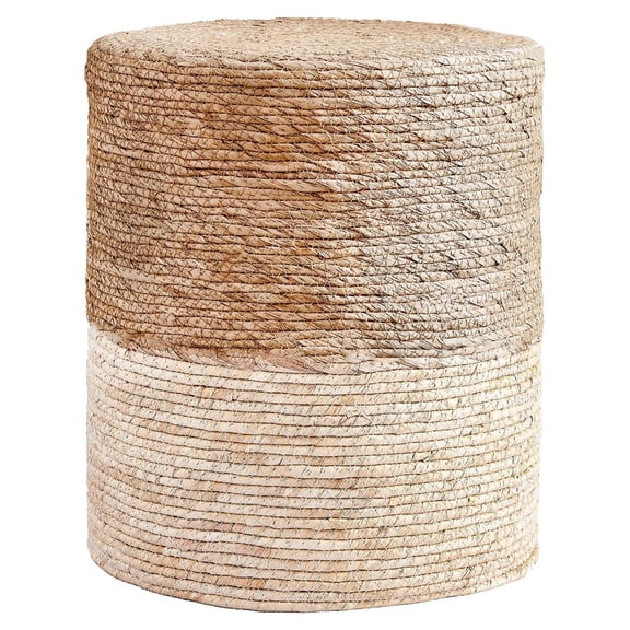 Bennium Ottoman Poufs, 100% Natural Seagrass Pouffe, Hand Weave Round Footstool with Wood Frame, Sitting Braided Footrest, Home Boho Decorative Seat, Accent Chair for Living Room, Bedroom
