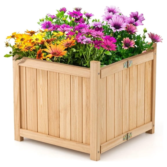 Bennium Planter Garden Bed, Folding Planter Box with Drainage Holes for Vegetables, , Fruits & Flowers, Outdoor Indoor Raised Planting Bed for Patio, Backyard, Lawn, 15" L x 15" W x 14" H