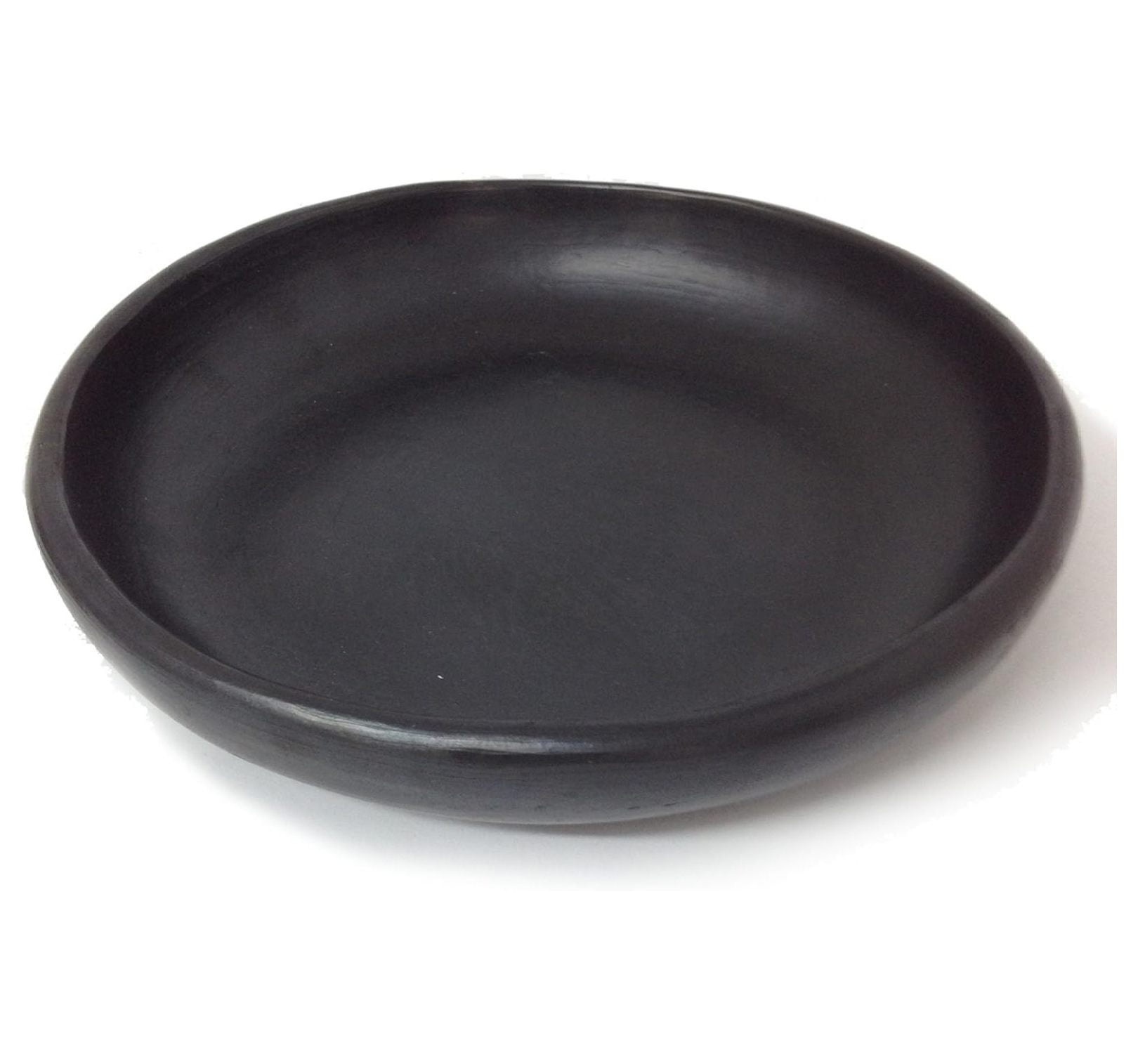 Handcrafted Black Ceramic Round Serving Plate, 11.5 Inch