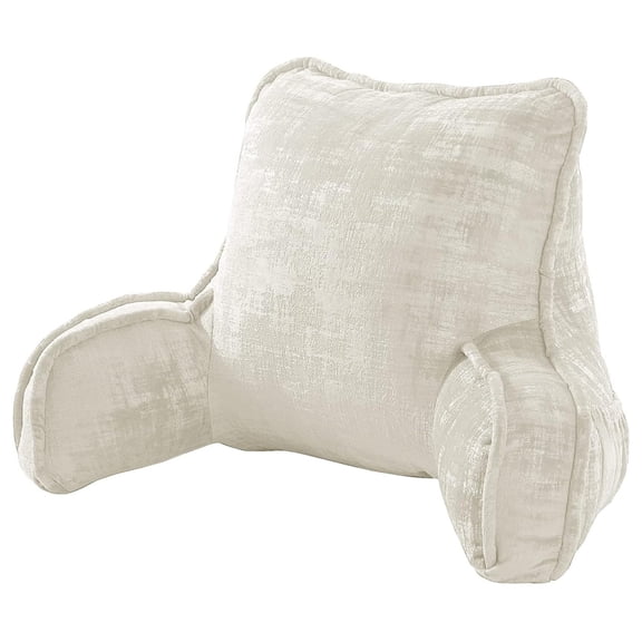 Bennium Textured Velvet Bedrest Reading Pillow with DIY Filling, Need Assembly, Backrest Armrest Pillow Chair Back Support for Sitting up in Bed, Gardenia, 20" x 18" x 17"
