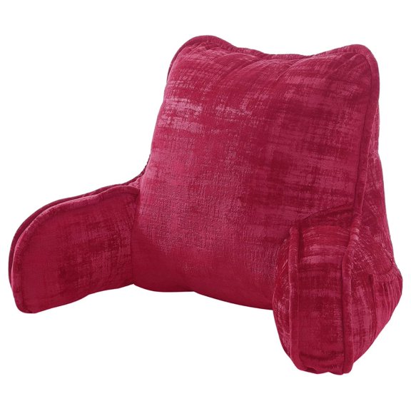 Bennium Textured Velvet Bedrest Reading Pillow with DIY Filling, Need Assembly, Backrest Armrest Pillow Chair Back Support for Sitting up in Bed, Tango Red, 20" x 18" x 17"