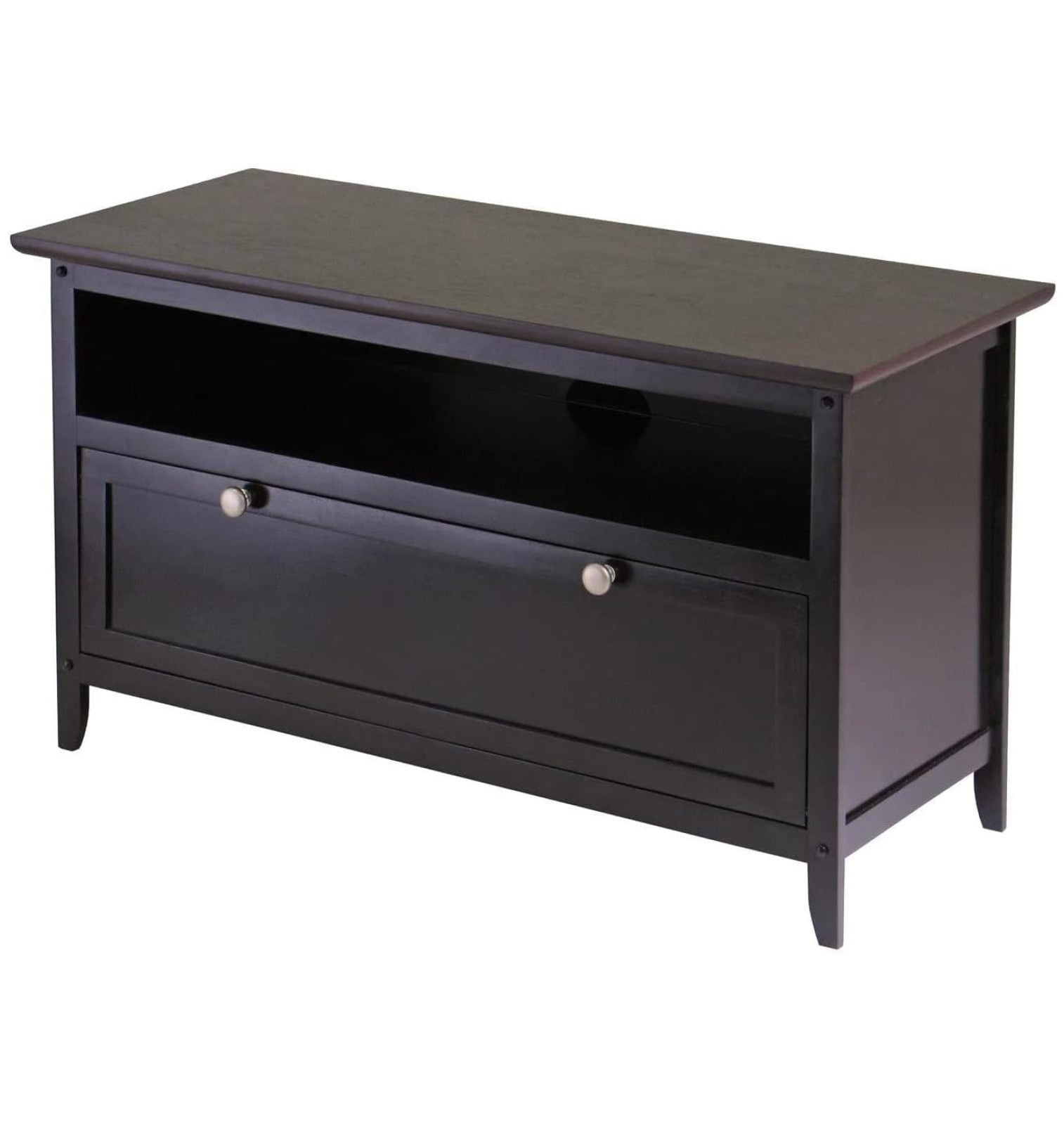 Espresso Transitional 36" TV Stand with Cabinet and Open Shelf
