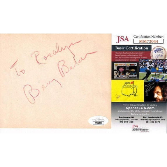 Benny Baker signed autograph album or book page JSA