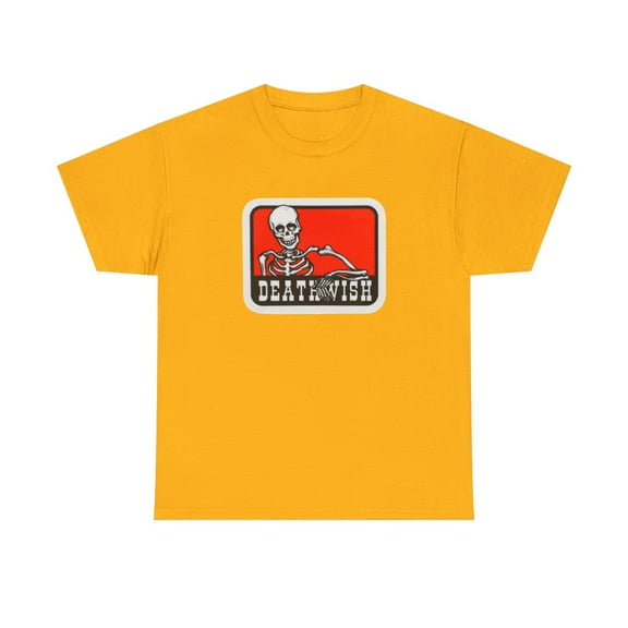 Benny Boys Skeleton Deathwish 2000s Skateboard Vintage Classic TShirt Print - Gold / M