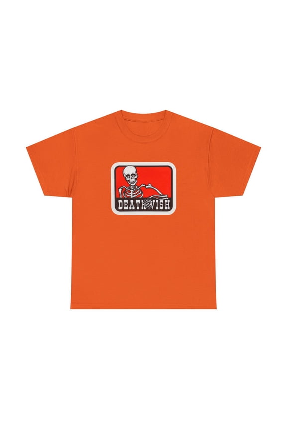 Benny Boys Skeleton Deathwish 2000s Skateboard Vintage Classic TShirt Print - Orange / M