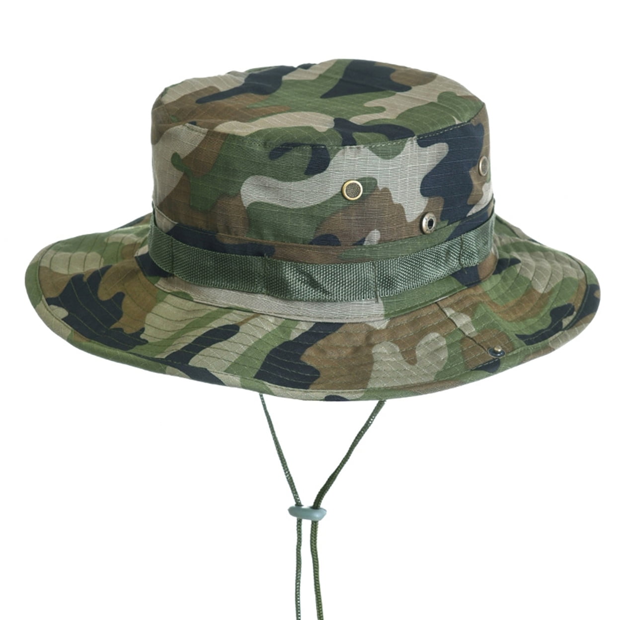 Benny Hat Unisex Flat-top Fasten String Camouflage Print Fisherman Hat ...