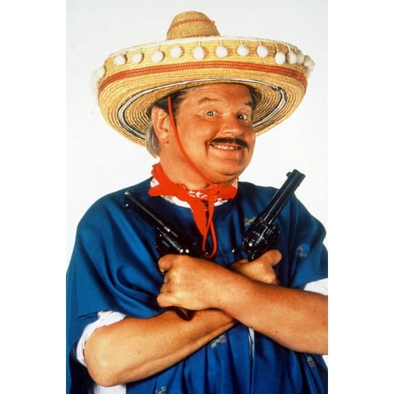 Benny Hill 24x36 Poster as Mexican Cowboy With Two Guns!