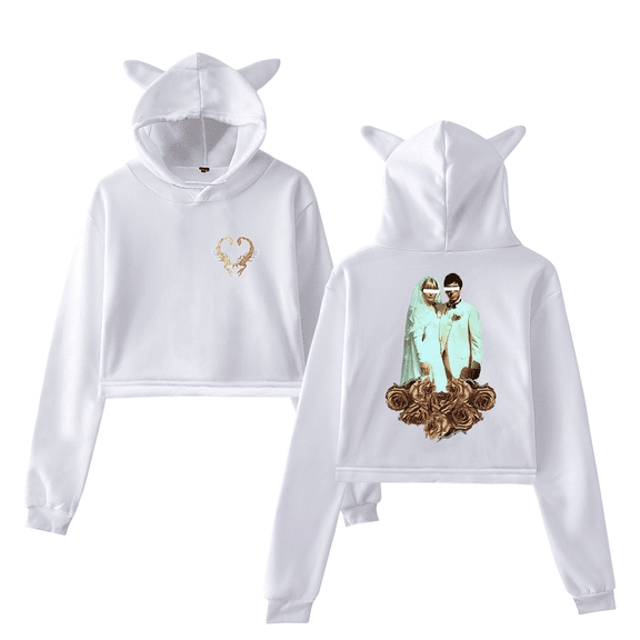 Benny The Butcher Merch Girl's Cute Cat Ear Cropped Pullover Hoodie Hooded Sweatshirt