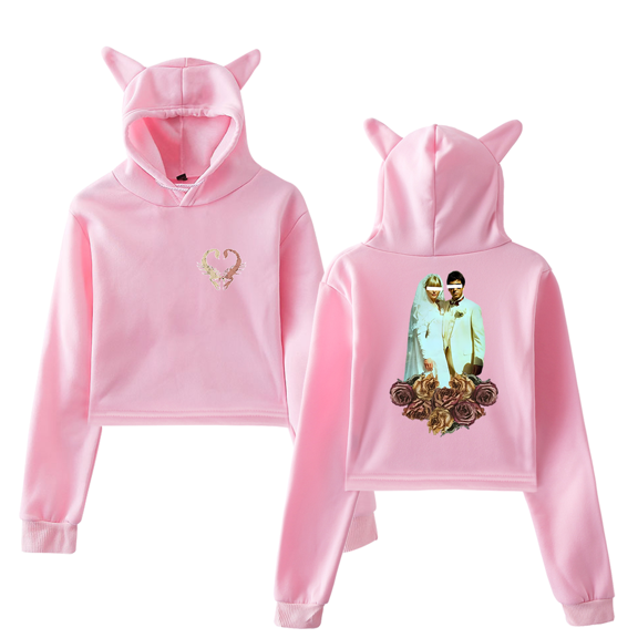 Benny The Butcher Merch Girl's Cute Cat Ear Cropped Pullover Hoodie Hooded Sweatshirt