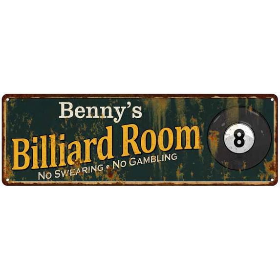 Benny's Billiard Room Green Sign Man Cave 8x24 108240009126