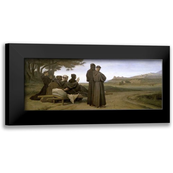 Benouville, Francois Leon 14x8 Black Modern Framed Museum Art Print Titled - St. Francis dAssise