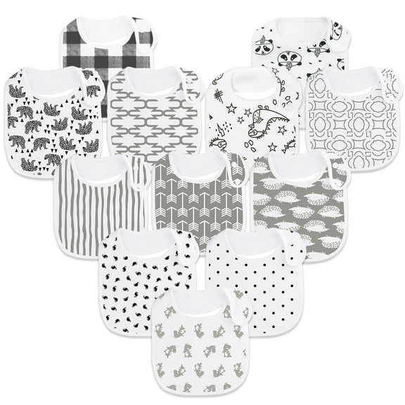Benoxine Baby Bibs Organic Cotton Soft and Absorbent for Baby Boys Girls Newborn Unisex 12 Pack