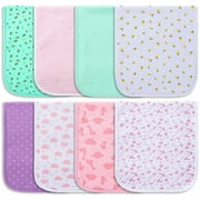 Benoxine Baby Girl Large Absorbent Soft Burp Cloth Multicolor Patterns 8 Pack