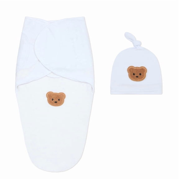 Benoxine Organic Cotton Baby Swaddle Sleep Sack 0-3 Months Set with Blanket Hat