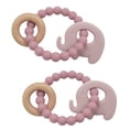 thumbnail image 1 of Benoxine Silicone Animal Beaded Teething Ring for Infants, Elephant Design Baby Teether,2-Pack, 1 of 6