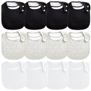 Benoxine 12-Pack Baby Bibs for Boys & Girls, Bandana Drool Bibs, Super Soft Absorbent Bibs, Adjustable Snaps, Machine Washable Newborn Teething Gift Set