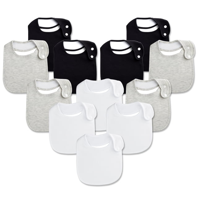 Benoxine Unisex Baby Bibs: 12-Pcs Set, Cotton, Adjustable Snaps ...