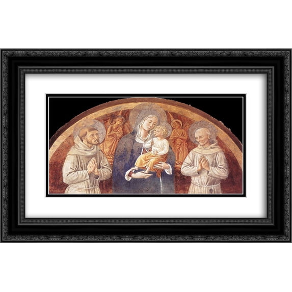 Benozzo Gozzoli 2x Matted 24x18 Black Ornate Framed Art Print 'Madonna and Child between St. Francis and St. Bernardine of Siena'