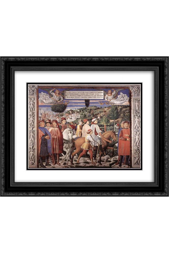 Benozzo Gozzoli 2x Matted 24x20 Black Ornate Framed Art Print 'St. Augustine Departing for Milan'