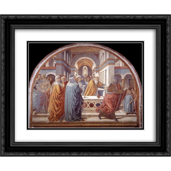 Benozzo Gozzoli 2x Matted 24x20 Black Ornate Framed Art Print 'Tabernacle of the Visitation Expultion of Joachim from the Temple'