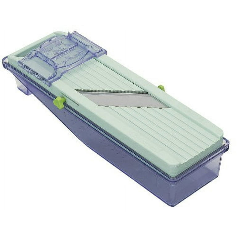 Benriner Japanese Mandolin Slicer, Blue, Plastic, With Collection Tray,  Harold Imports BN2