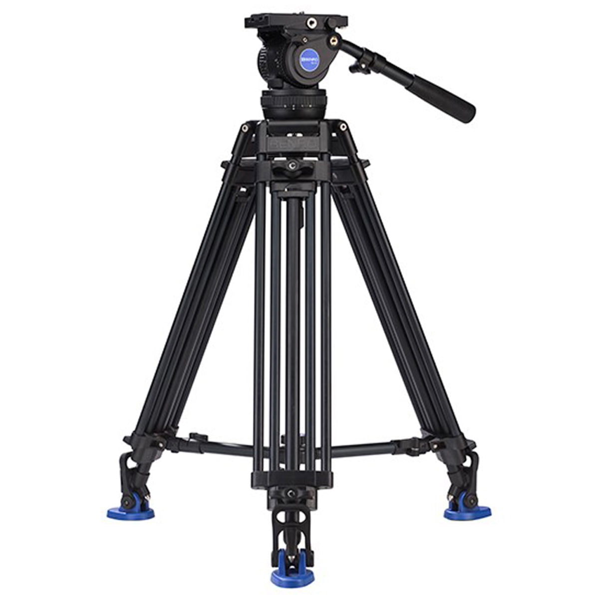 Benro BV10 3-Section Aluminum Alloy Twin Leg Video Tripod with Video Head, Black