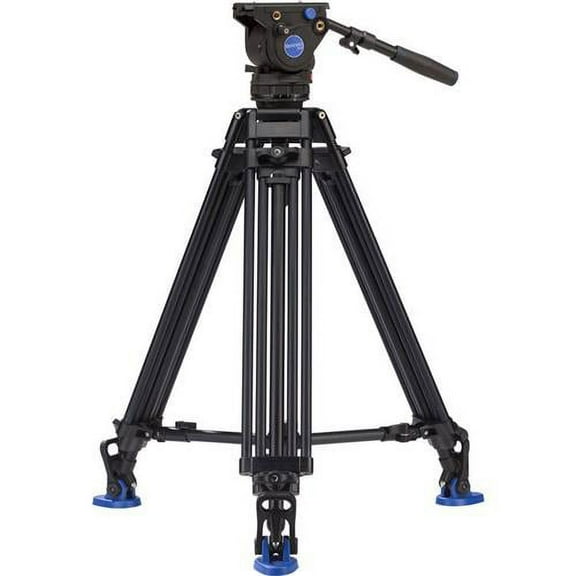 Benro BV4 Pro A673T Video Tripod Kit, BV4 Video Head, QR13 Plate, Mid Level Spreader, Deluxe Carry Case, Strap, Dual Spiked Feet, Removable Rubber Fee