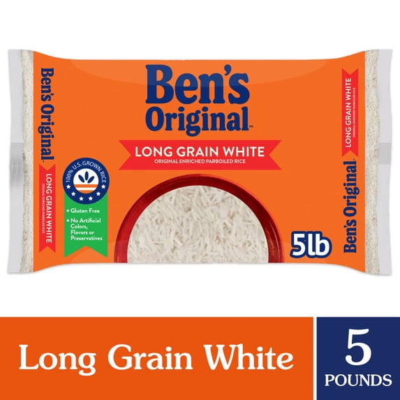 Bens Original Enriched Long Grain White Rice, Parboiled Rice, 5 lb Bag - Pack of 3