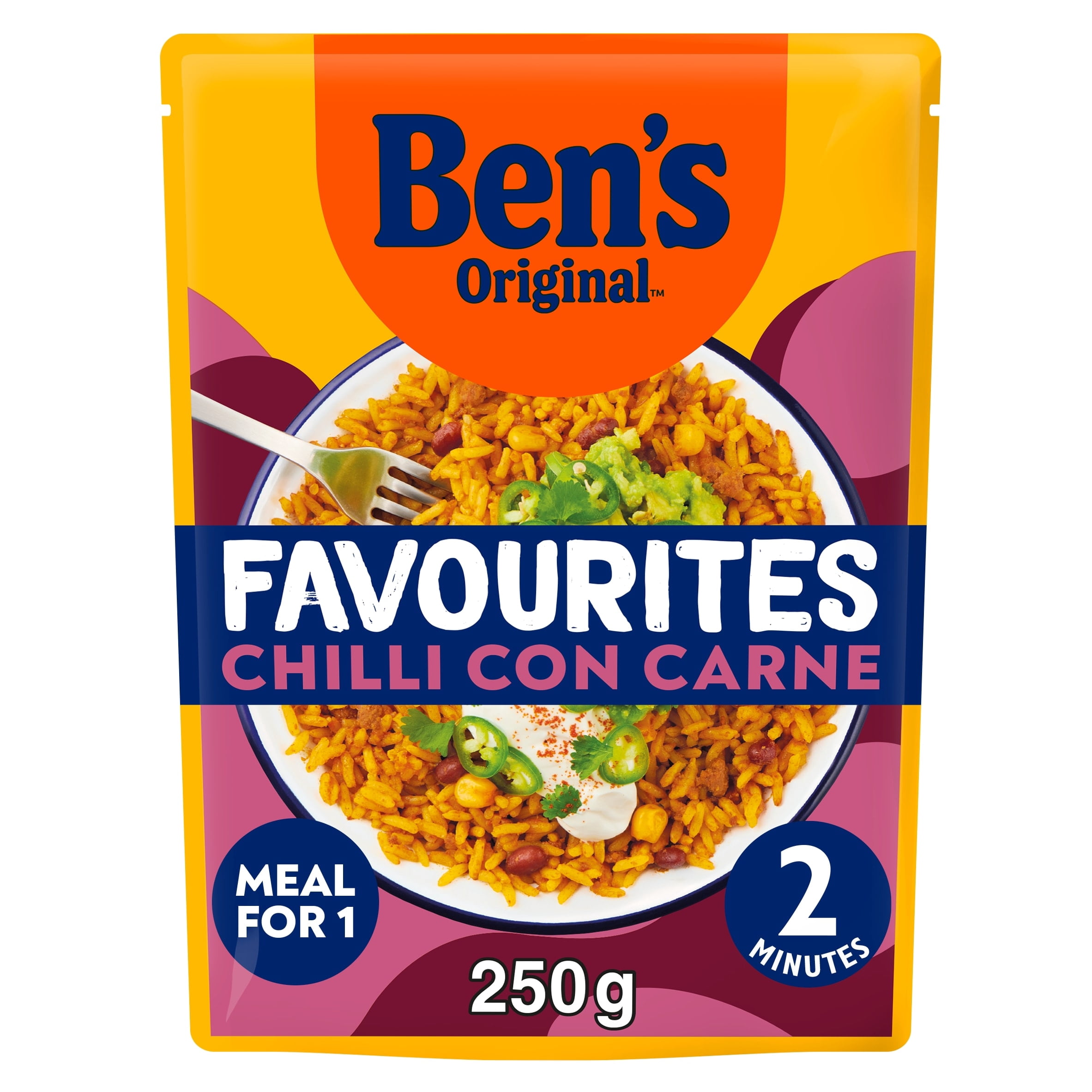 Bens Original Favourites Chilli con Carne Minced Beef and Vegetable Microwave Instant Meal 250g, Imported from Britain