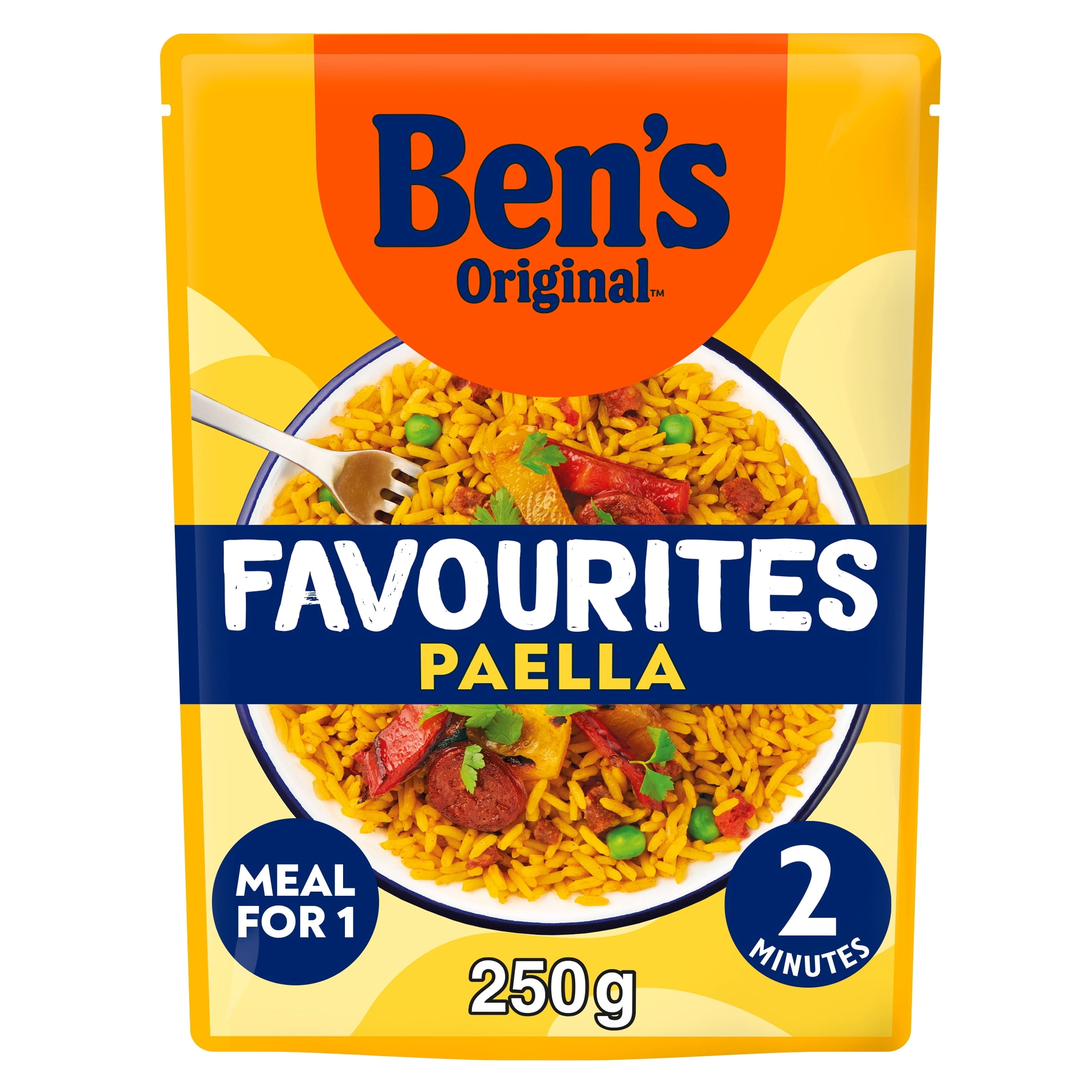 Bens Original Favourites Paella Chorizo and Vegetable Microwave Rice Instant Meal 250g, Imported from Britain