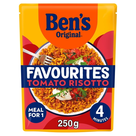 Bens Original Favourites Risotto Tomato and Italian Style Herbs Microwave Rice Instant Meal 250g, Imported from Britain