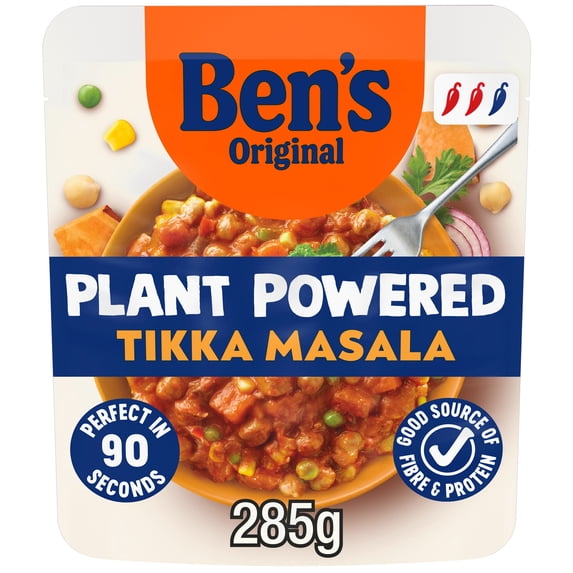 Bens Original Plant Powered Tikka Masala Curry Vegan Ready Meal 285g, Imported from Britain